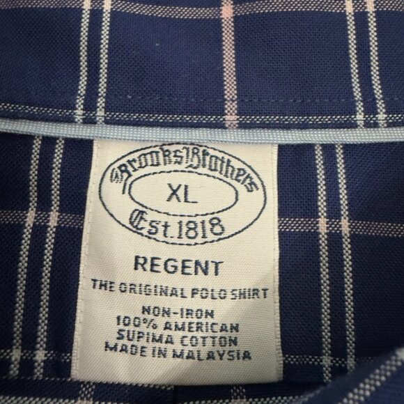 Brooks Brothers Navy Windowpane Check Button-Down Shirt – Size XL - Picture 5 of 10